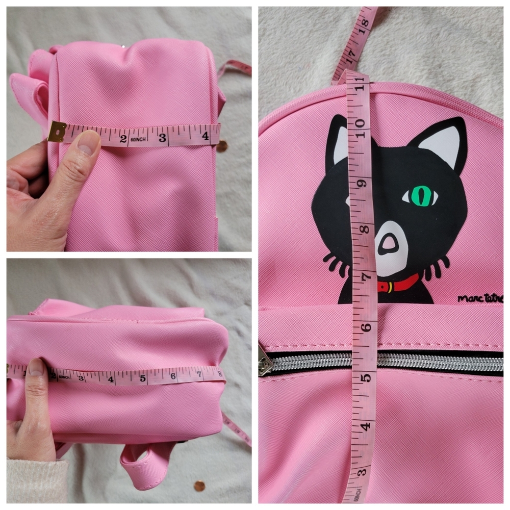 ✨️HP✨️Marc Tetro | NWOT Cute Small Pink Black Cat Backpack - Picture 11 of 11